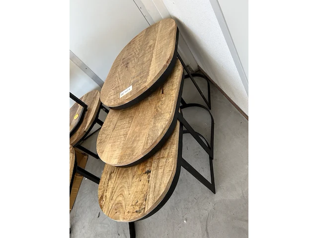 Salontafel set ovaal 3 st., sanderz, mangohout, 2025 - afbeelding 2 van  2