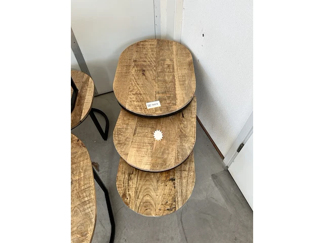 Salontafel set ovaal 3 st., sanderz, mangohout, 2025 - afbeelding 1 van  2