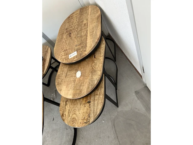 Salontafel set ovaal 3 st., sanderz, mangohout, 2025 - afbeelding 2 van  2