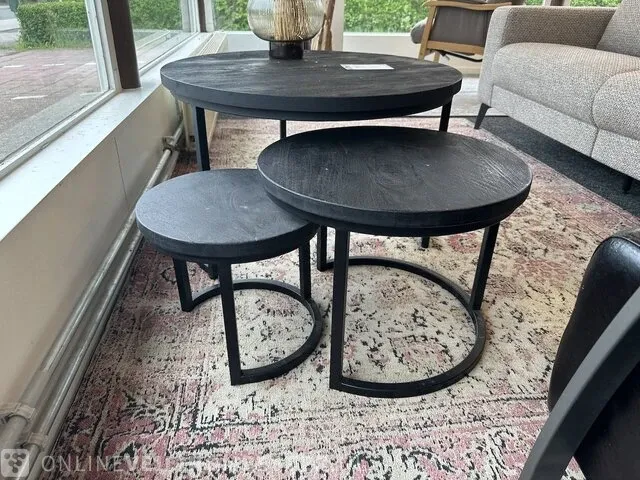 Salontafel set van 3 zwart - afbeelding 2 van  4