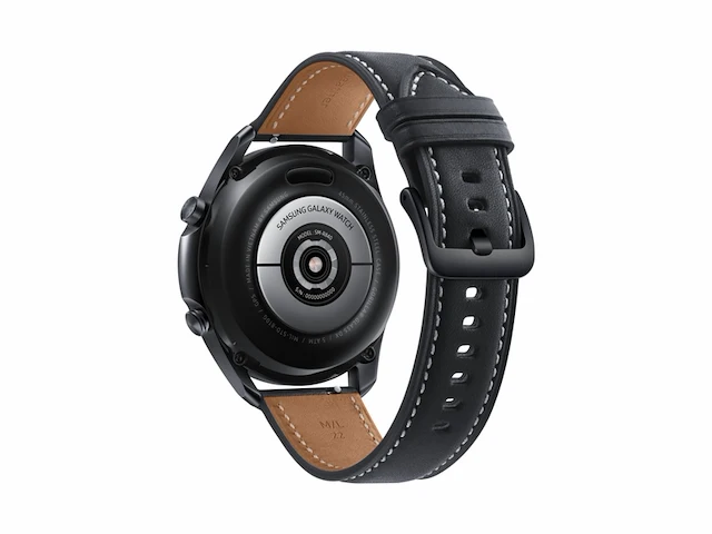 Samsung galaxy watch 3 45 mm staal lederen band mystic zwart - afbeelding 2 van  5