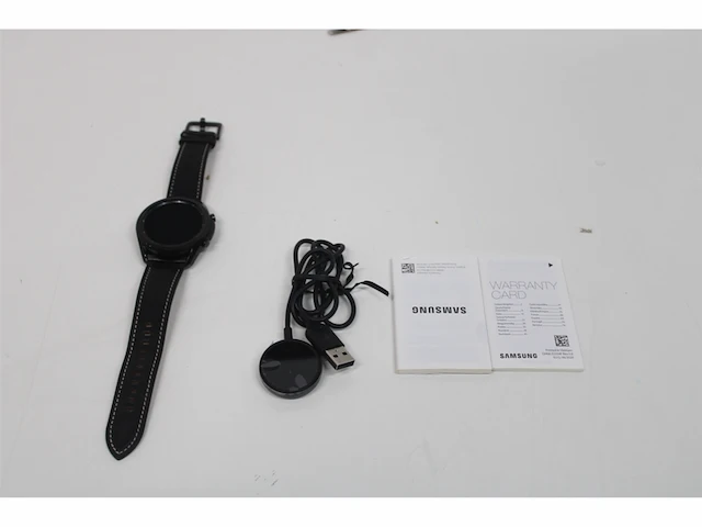 Samsung galaxy watch 3 45 mm staal lederen band mystic zwart - afbeelding 5 van  5