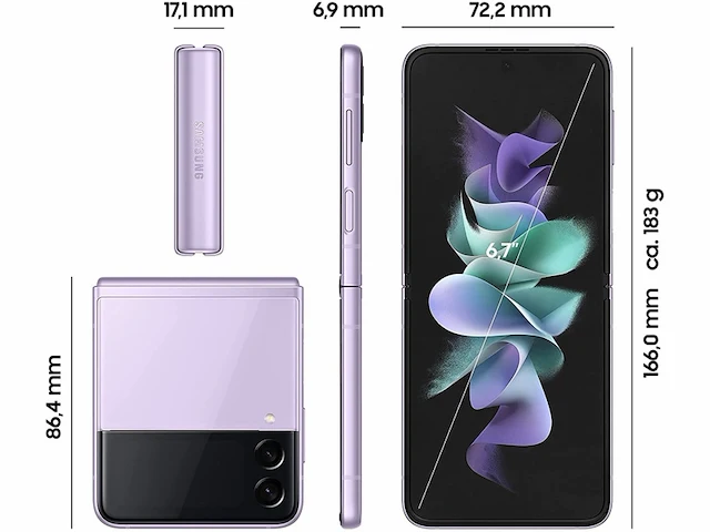 Samsung galaxy z flip3 5g smartphone 128 gb intern geheugen 8 gb ram phantom lavender - afbeelding 2 van  3