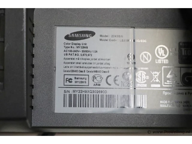 Samsung monitor model 22438w my22ws - afbeelding 4 van  4