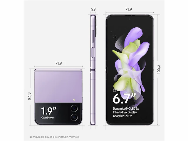 Samsung z flip4 smartphone 5g, opvouwbaar 256 gb dynamic amoled 2x 6.7/super amoled paars - afbeelding 2 van  6