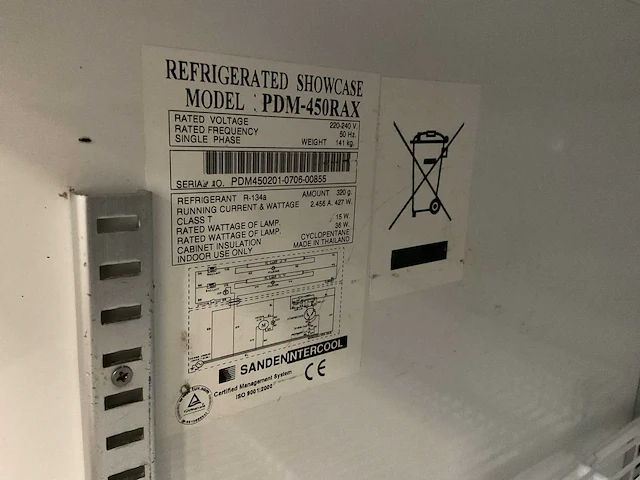 Sanden intercool pdm-450rax glasdeur koelkast - afbeelding 4 van  4