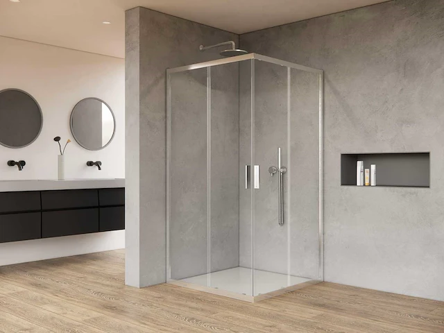 Saniclass casus douchecabine hoekinstap 90x90 antikalk - afbeelding 1 van  7