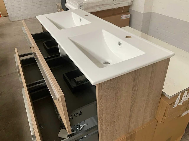 Sanox bardolino grijs eiken badmeubelset met spiegel 120cm - afbeelding 6 van  8