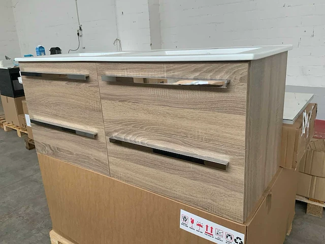 Sanox bardolino grijs eiken badmeubelset met spiegel 120cm - afbeelding 2 van  8
