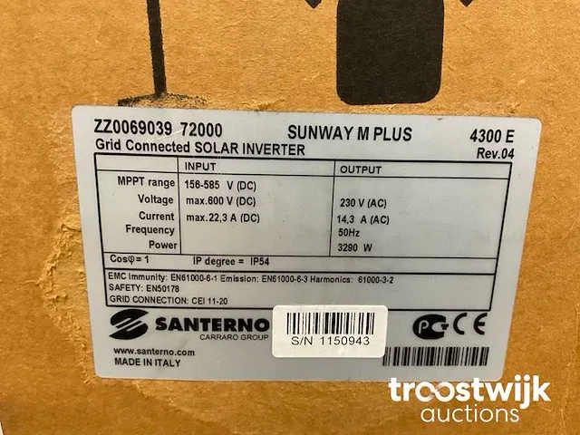 Santerno sunway m plus 4300e omvormer t.b.v. zonnepanelen (3-fase) - afbeelding 4 van  4