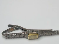Santos horloge tie pin - verzilverd met doublé clip-on - afbeelding 5 van  7