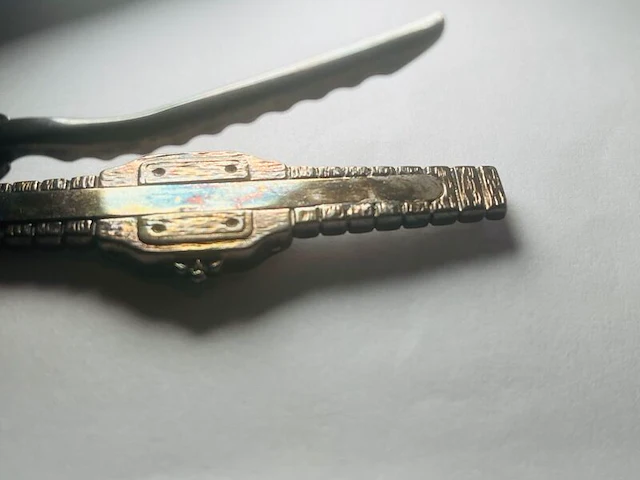 Santos horloge tie pin - verzilverd met doublé clip-on - afbeelding 7 van  7