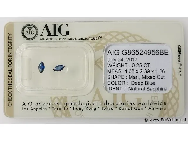 Sapphire 0.25ct aig certified - afbeelding 5 van  8