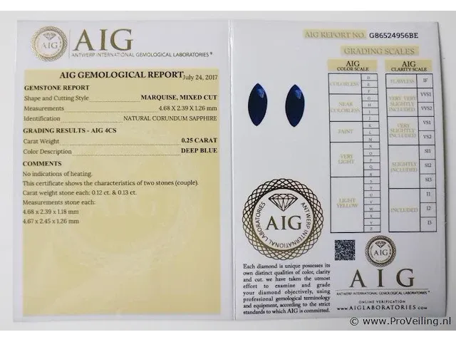 Sapphire 0.25ct aig certified - afbeelding 7 van  8