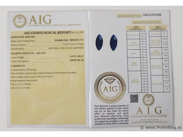 Sapphire 0.32ct aig certified - afbeelding 4 van  4