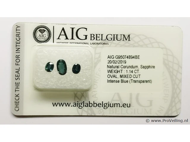 Sapphire 1.14ct aig certified - afbeelding 2 van  4