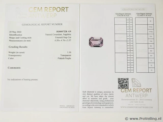 Sapphire 1.16ct gra certified - afbeelding 4 van  4