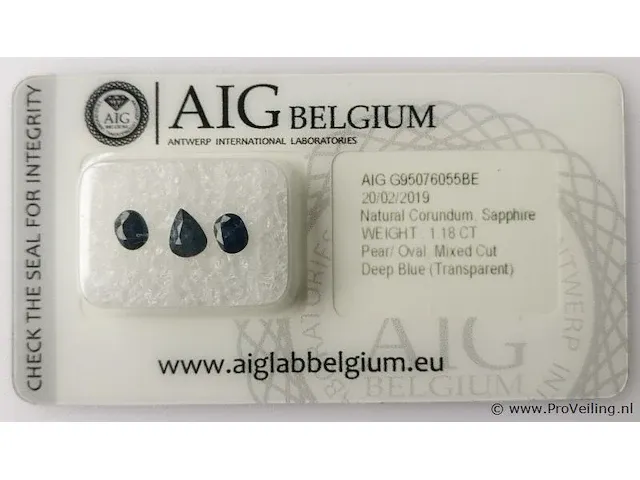 Sapphire 1.18ct aig certified - afbeelding 2 van  4