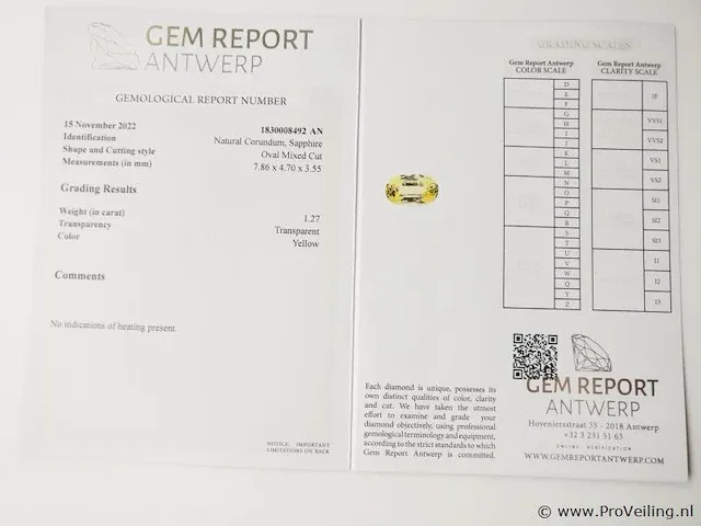 Sapphire 1.27ct gra certified - afbeelding 8 van  8