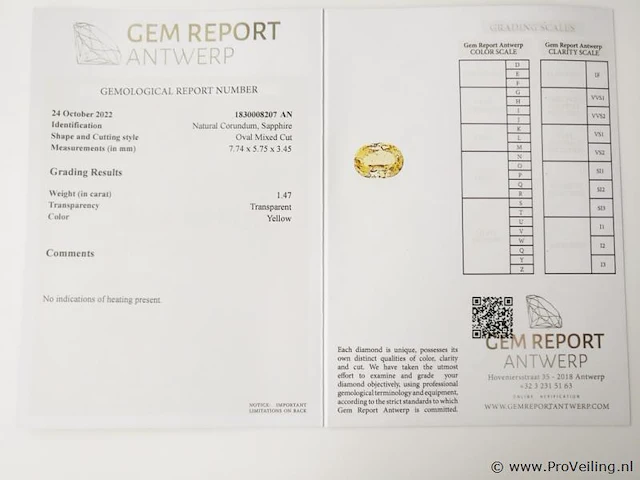 Sapphire 1.47ct gra certified - afbeelding 4 van  4