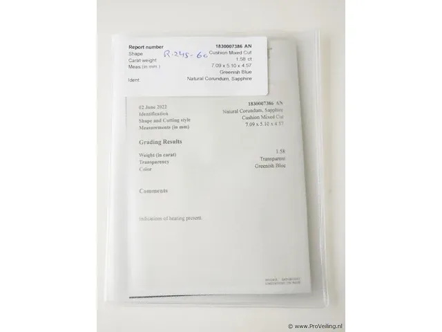 Sapphire 1.58ct gra certified - afbeelding 7 van  8