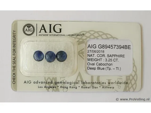 Sapphire 3.25ct aig certified - afbeelding 1 van  4