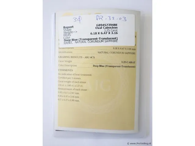 Sapphire 3.25ct aig certified - afbeelding 3 van  4