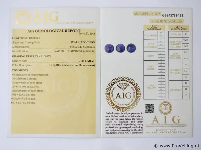 Sapphire 3.25ct aig certified - afbeelding 4 van  4