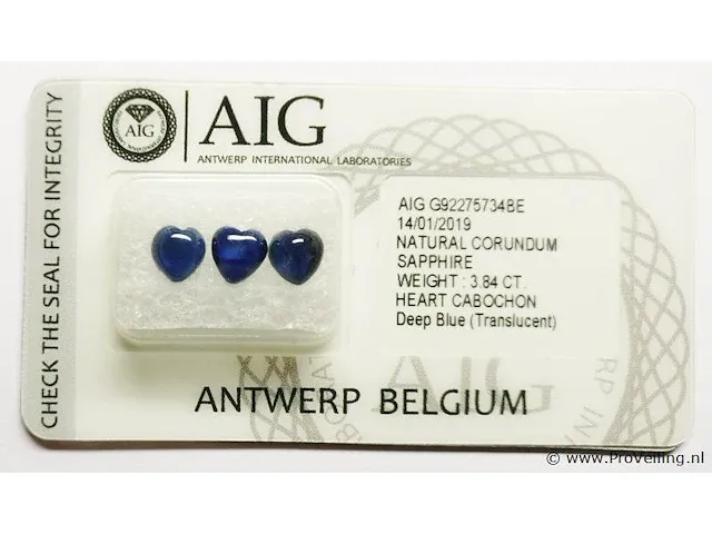 Sapphire 3.84ct aig certified - afbeelding 1 van  4