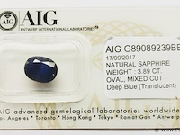 Sapphire 3.89ct aig certified - afbeelding 1 van  3