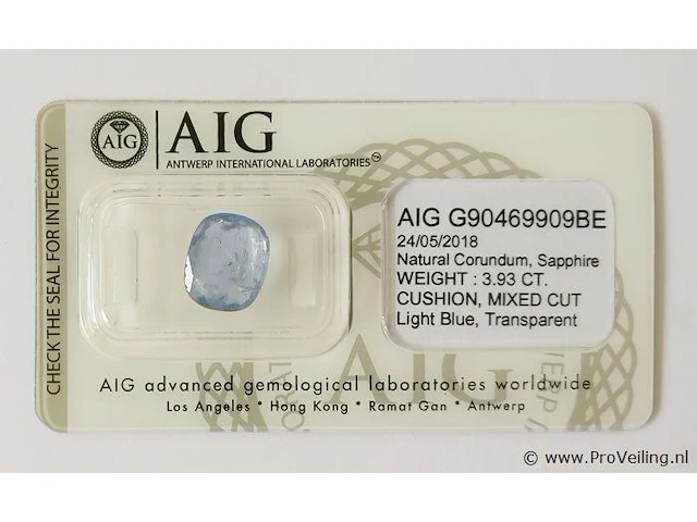 Sapphire 3.93ct gra certified - afbeelding 1 van  3