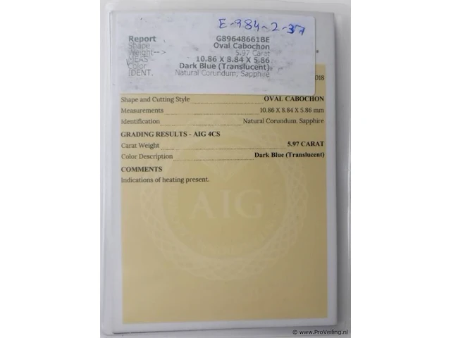 Sapphire 5.97ct aig certified - afbeelding 8 van  8