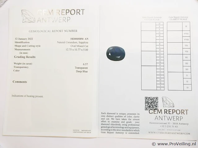 Sapphire 6.57ct gra certified - afbeelding 8 van  8
