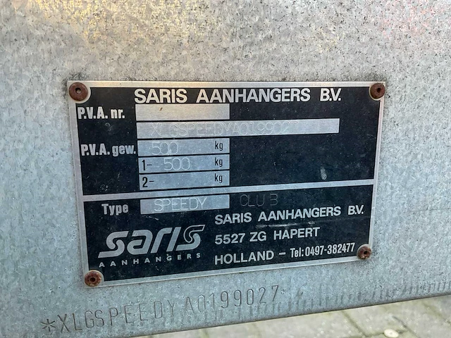 Saris kd 0002 speedy aanhangwagen - afbeelding 3 van  12