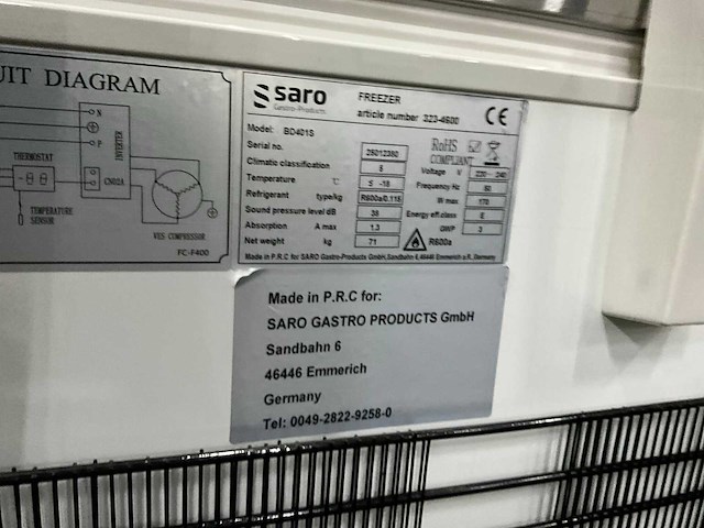 Saro bd401s vrieskist met rvs deksel - afbeelding 8 van  8