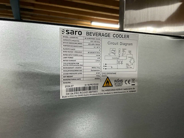 Saro dk 134 pro round smalle glasdeur koelkast - afbeelding 4 van  5