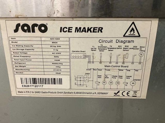 Saro eb26 ijsblokjesmachine - afbeelding 3 van  3