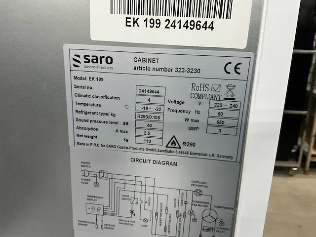 Saro ek199 glasdeur vrieskast - afbeelding 6 van  6