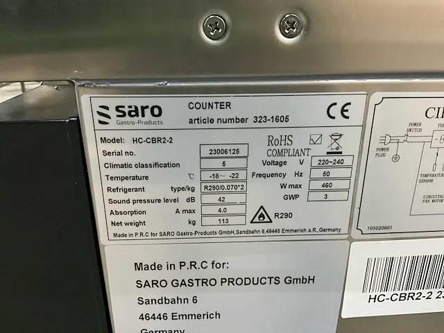 Saro hc-16br2-2 koel/vrieswerkbank met lade - afbeelding 7 van  7