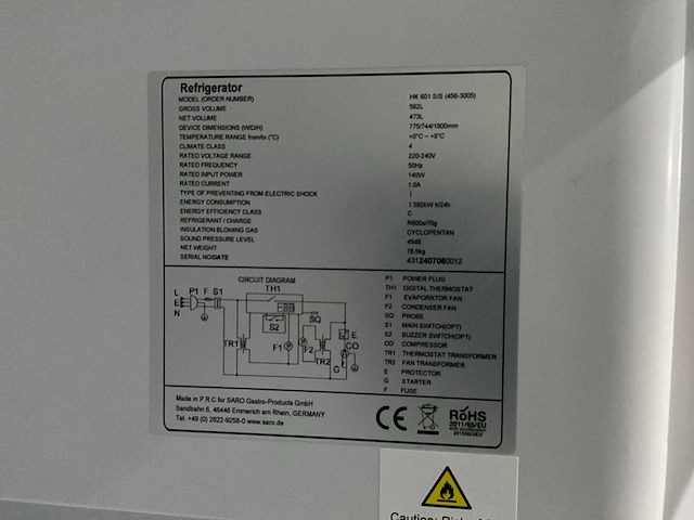 Saro hk 601 s/s rvs koelkast - afbeelding 5 van  6