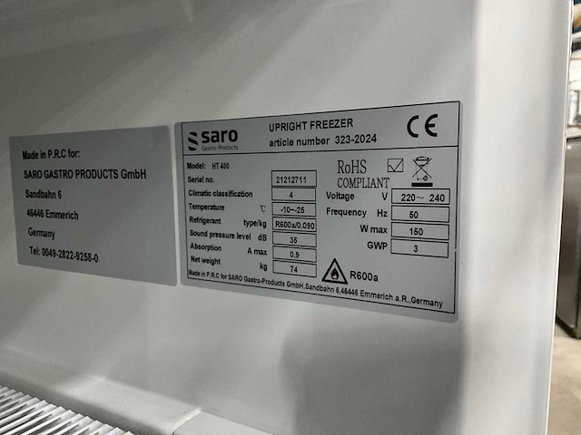Saro ht 400 vrieskast - afbeelding 8 van  9