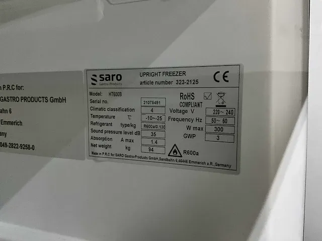 Saro ht600b zwarte vrieskast - afbeelding 4 van  5