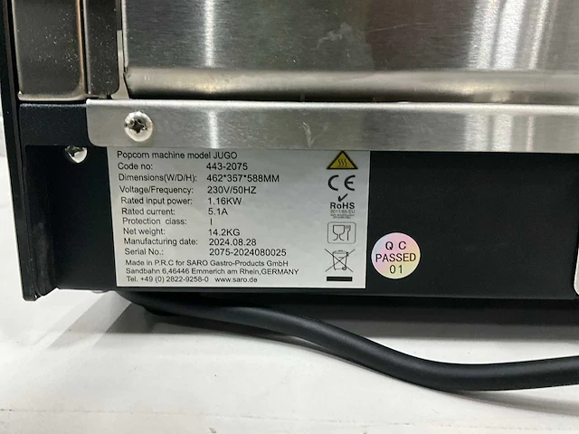 Saro jugo popcornmachine - afbeelding 8 van  8