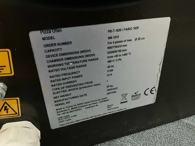 Saro pb-t-1620 pizzaoven - afbeelding 8 van  8