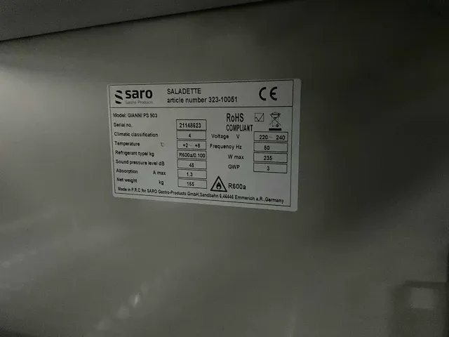 Saro ps903 pizza koelwerkbank - afbeelding 12 van  13