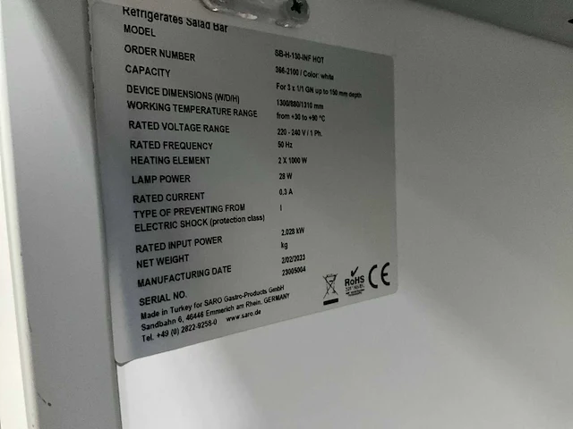 Saro sb-h-130-inf warmhoudbuffet - afbeelding 11 van  11