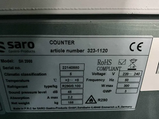 Saro sh2000 koelwerkbank met ingebouwde saladiere - afbeelding 2 van  10