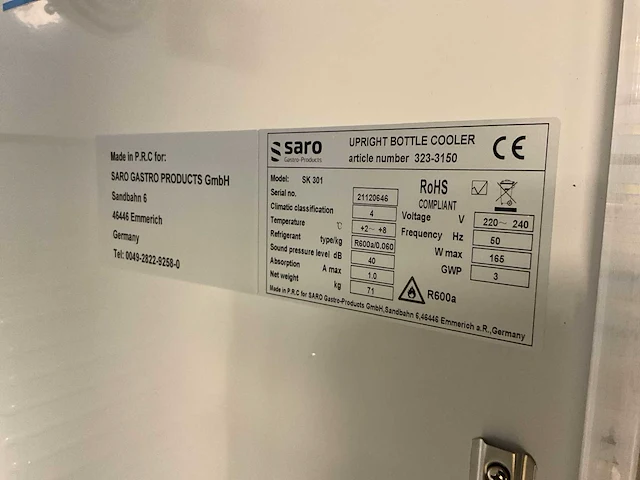 Saro sk 301 glasdeur koelkast - afbeelding 10 van  11