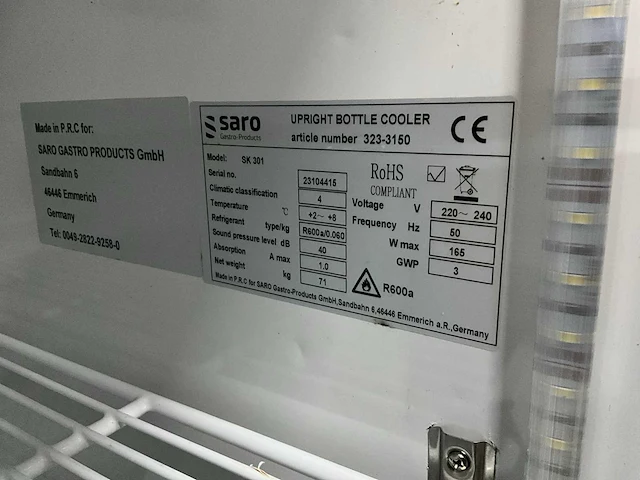 Saro sk 301 glasdeur koelkast - afbeelding 8 van  8