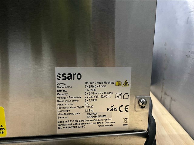Saro thermo 48 eco dubbel koffiezetapparaat - afbeelding 6 van  6